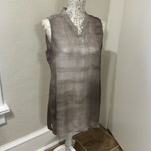Eileen Fisher semi sheer silk tunic blouse small